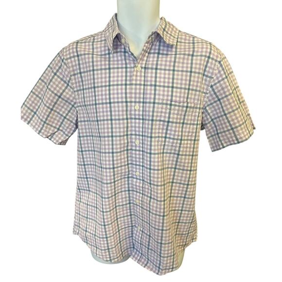 Daddy and Me Mens Button Down Short Sleeve Dress Shirt SZ M Purple - Picture 1 of 3